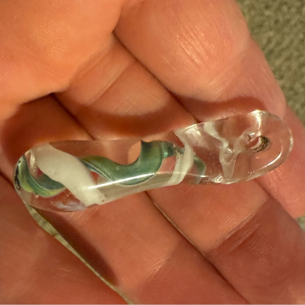 Unique Glass Pendant with Swirl Design 1.75" long